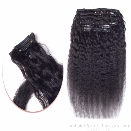 Cheap kinky straight hair weave 100 percent indian remy human hair clip in hair extension